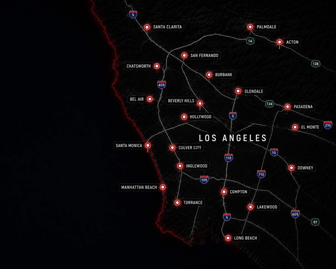 Southern California coverage map